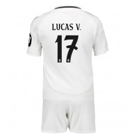 Echipament fotbal Real Madrid Lucas Vazquez #17 Tricou Acasa 2024-25 pentru copii maneca scurta (+ Pantaloni scurti)